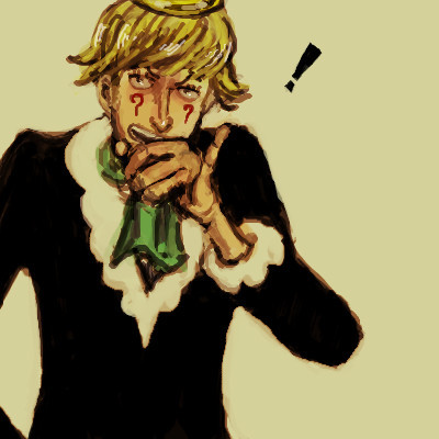 !, 1boy, ?, baroque_works, blonde_hair, crown, lowres, male_focus