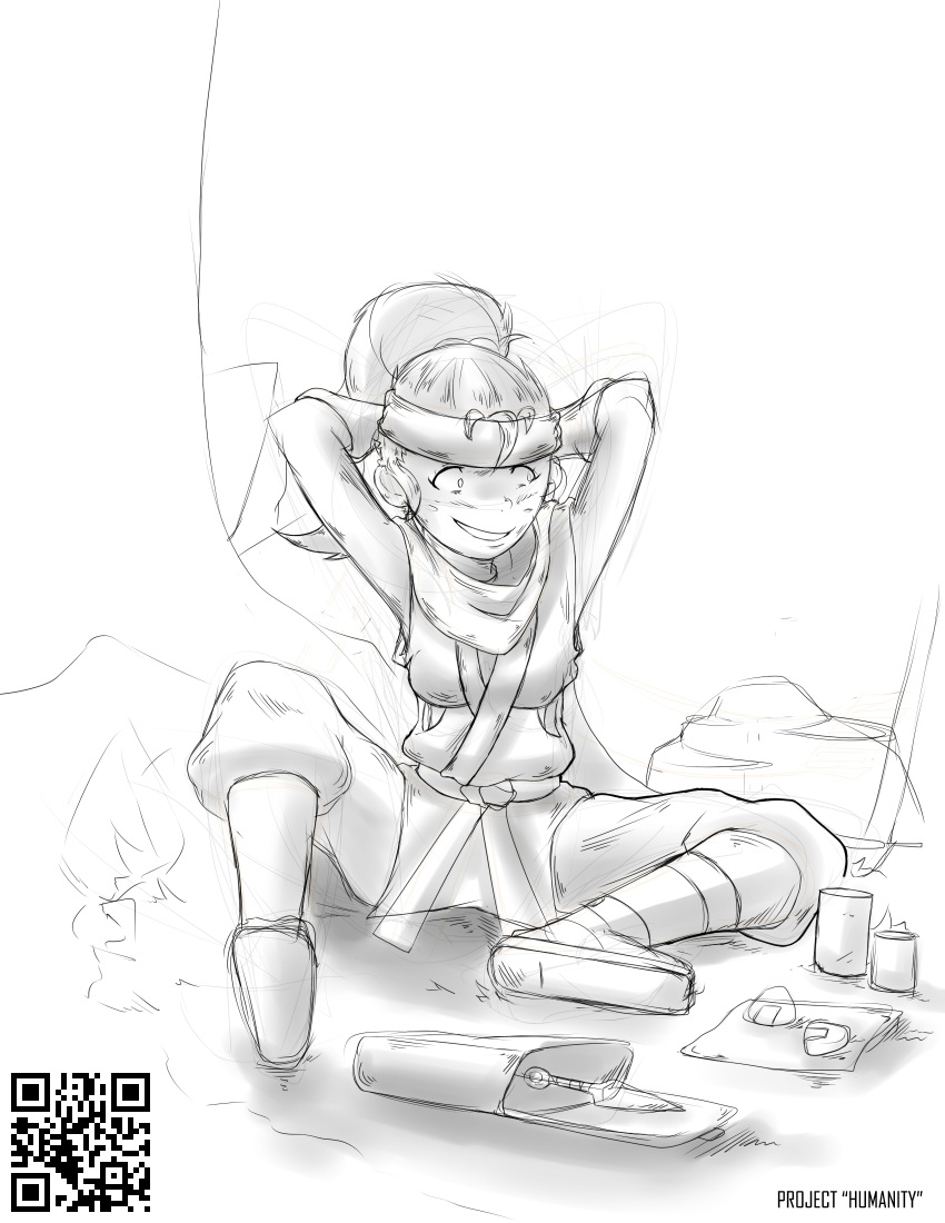 arkayne, headband, highres, kunia, ninja, sketch, tagme
