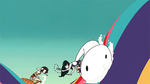 5girls, alternate_costume, alternate_hairstyle, animated, animated_gif, ariyasu_momoka, black_eyes, black_hair, hairband, long_hair, momoiro_clover_z, momota_kanako, multiple_girls, sasaki_ayaka, short_hair, sushio, takagi_reni, tamai_shiori, weapon