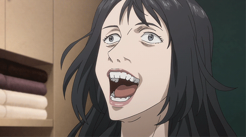 1girl, animated, animated_gif, kiseijuu, laughing, solo, tamiya_ryouko, tamura_ryoko