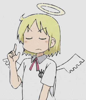 angel, angel_wings, animated, animated_gif, blonde_hair, closed_eyes, disapproval, halo, helvetica_standard, lowres, nichijou, pino_(helvetica_standard), wings