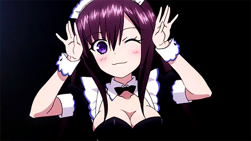 1girl, absolute_duo, animal_ears, animated, animated_gif, blush, bow, bowtie