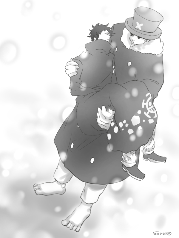 2boys, bridal_style, carrying, closed_eyes, doctor, hat, jacket, male_focus