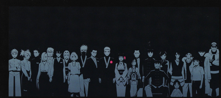 6+boys, 6+girls, aburame_shino, akimichi_chouji, black_background, everyone, facial_mark, forehead_mark