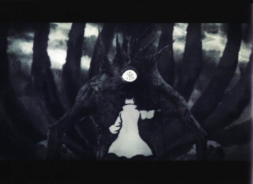 1boy, black_&amp;_white, coat, highres, juubi, monster, multiple_tails, naruto
