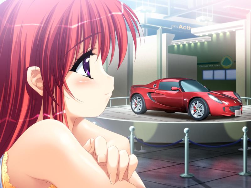car, casual, emily_(pure_dream), game_cg, long_hair, lotus_(brand), lotus_elise, moero_downhill_night_2