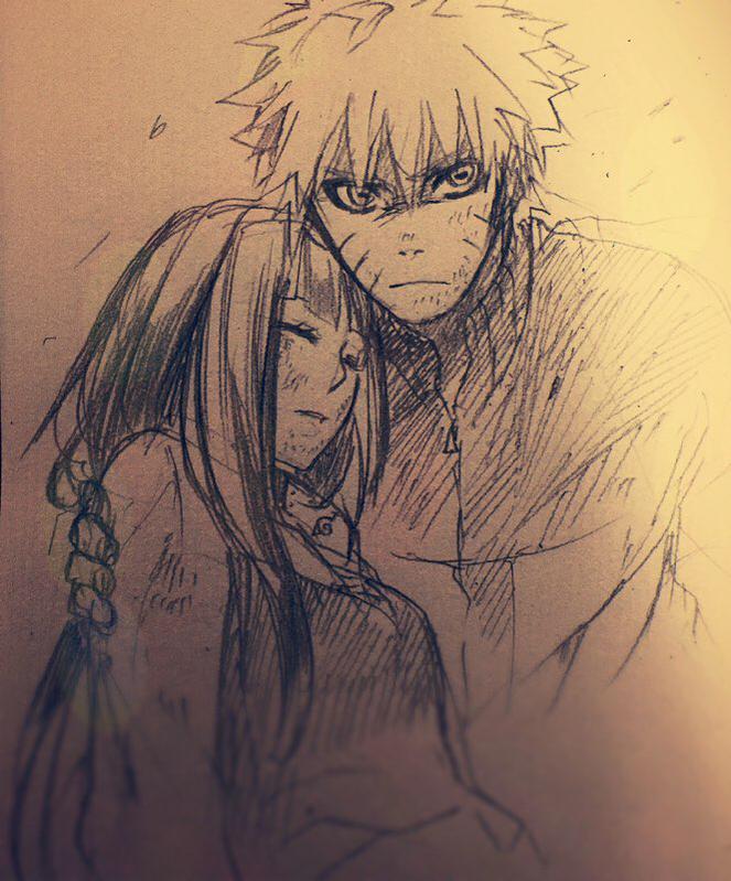 closed_eyes, eyeshadow, frog_eyes, hime_cut, hyuuga_hinata, makeup, naruto, spiky_hair, tagme, uzumaki_naruto, uzumaki_naruto_(sennin_mode)