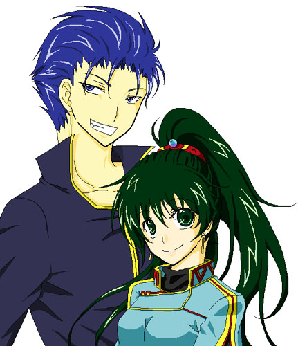 1boy, 1girl, blue_eyes, blue_hair, dress, fire_emblem, fire_emblem:_rekka_no_ken, green_eyes