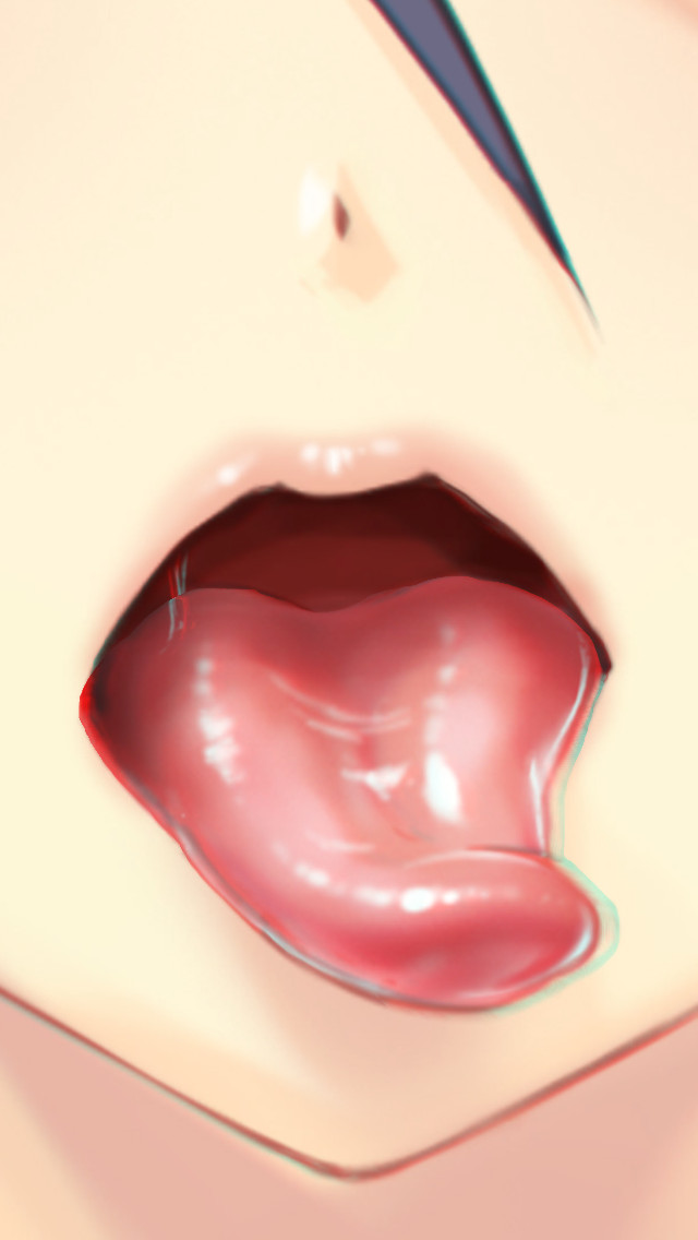 anaglyph, close-up, kabeu_mariko, lips, md5_mismatch, mouth, no_background, purple_hair