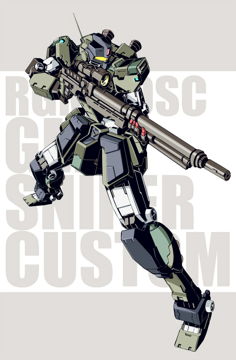 gm_sniper_custom, gun, gundam, gundam_msv, mecha, rifle, shirotaka_(46), sniper_rifle