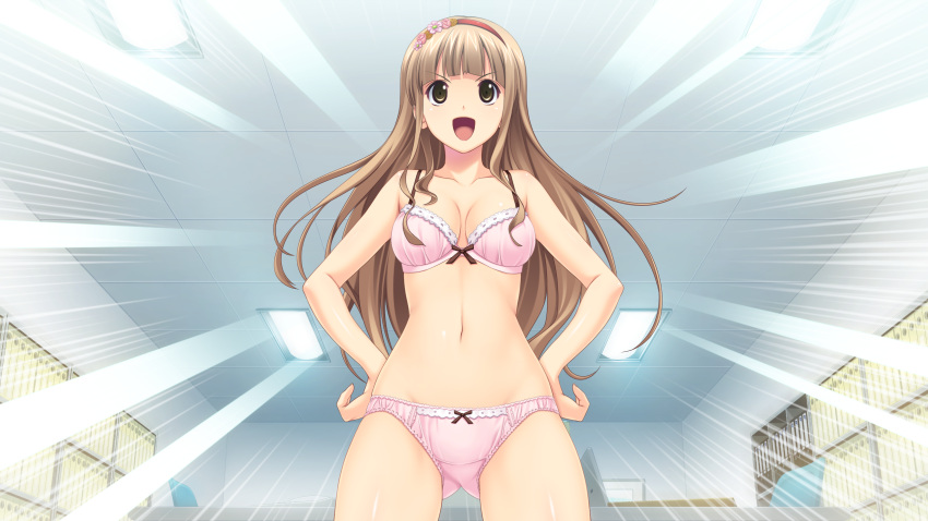 1girl, breasts, brown_eyes, brown_hair, game_cg, hairband, highres, koutaro