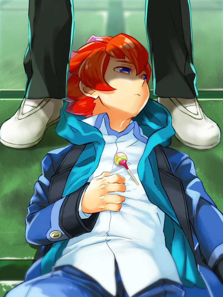 2boys, candy, child, danball_senki, hoshihara_hikaru, imoda, lying, male_focus