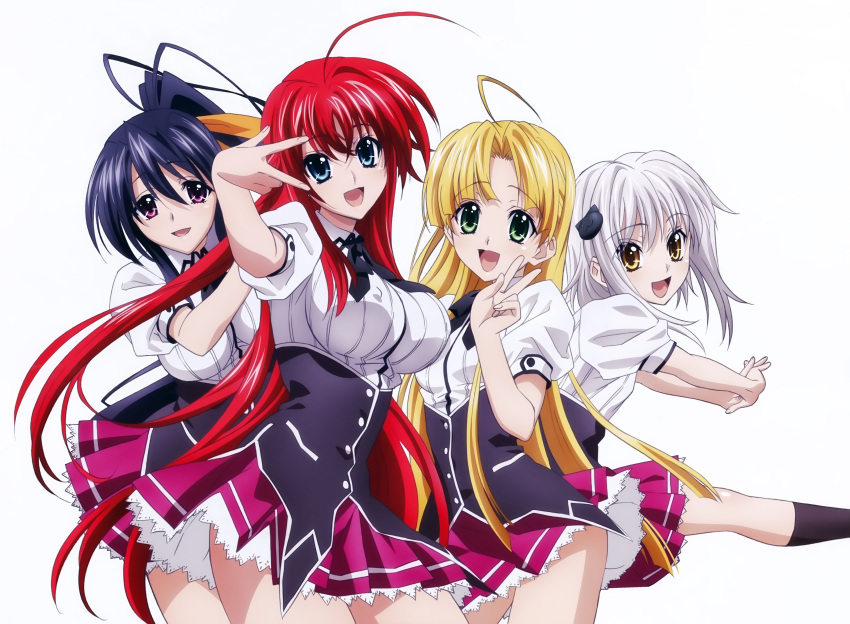4girls, absurdres, asia_argento, blonde_hair, high_school_dxd, highres, himejima_akeno, long_hair