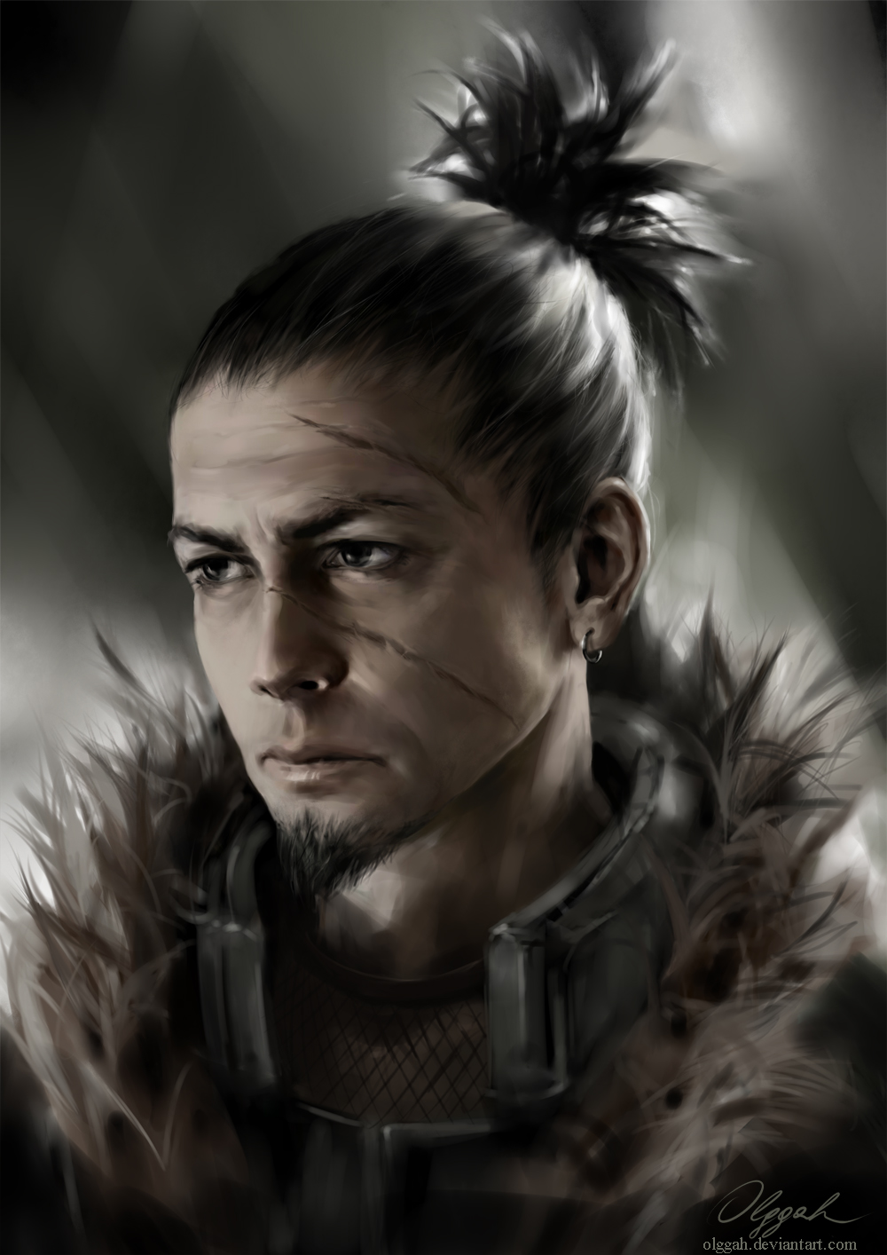 beard, facial_hair, nara_shikaku, naruto, ponytail, realistic, scar, tagme