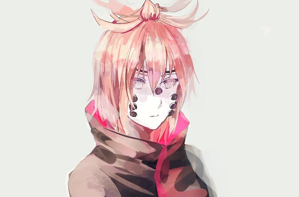 1girl, ajisai, akatsuki_(naruto), looking_at_viewer, naruto, naruto_shippuuden, orange_hair, pain_(chikushoudou), pain_(naruto), solo