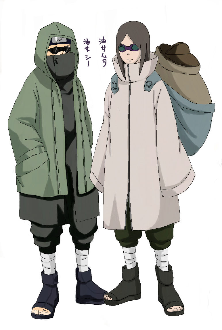 2boys, aburame_muta, aburame_shino, ikedon_(lildude88kid), long_hair, male_focus, multiple_boys, naruto