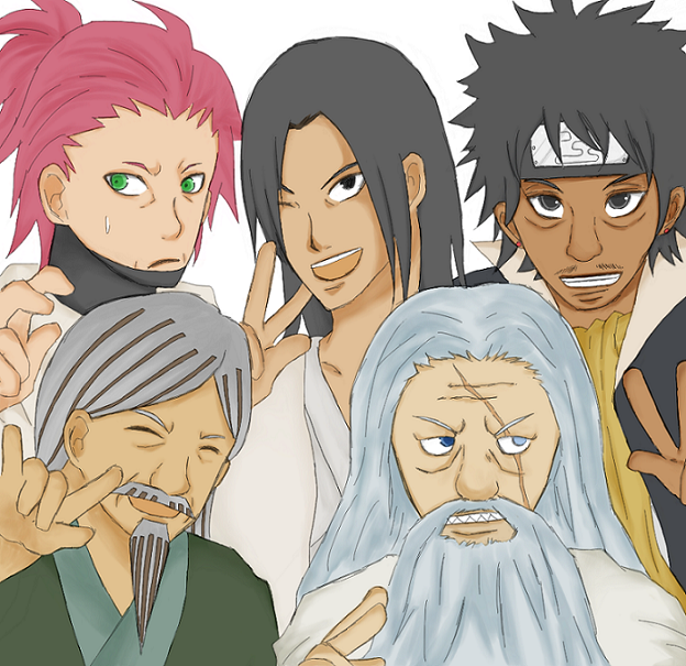 5boys, a_(shodai), byakuren_(naruto), face, ishikawa_(naruto), kotapo, male_focus, multiple_boys, naruto, old_man, reto_(naruto), scar, senju_hashirama