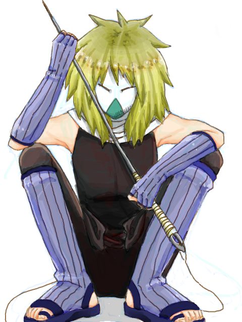 1boy, ikedon_(lildude88kid), kuriarare_kushimaru, male_focus, mask, naruto, ninja, sandals