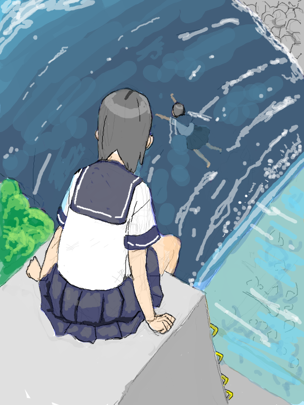 mensoubou, school_uniform, serafuku, swimming, tagme