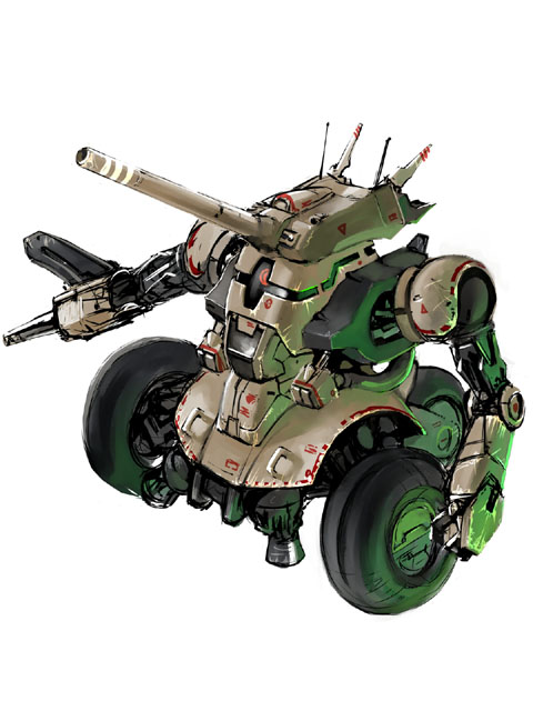 cannon, gigan_(mobile_suit), gundam, gundam_msv, mecha, vr052f_(encom), wheels