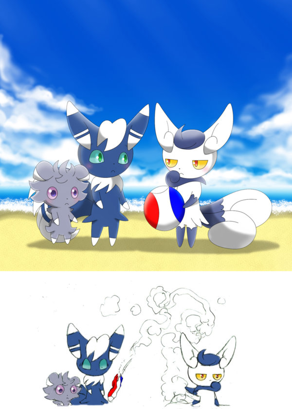 10s, ball, beach, espurr, fur, meowstic, nintendo, no_humans