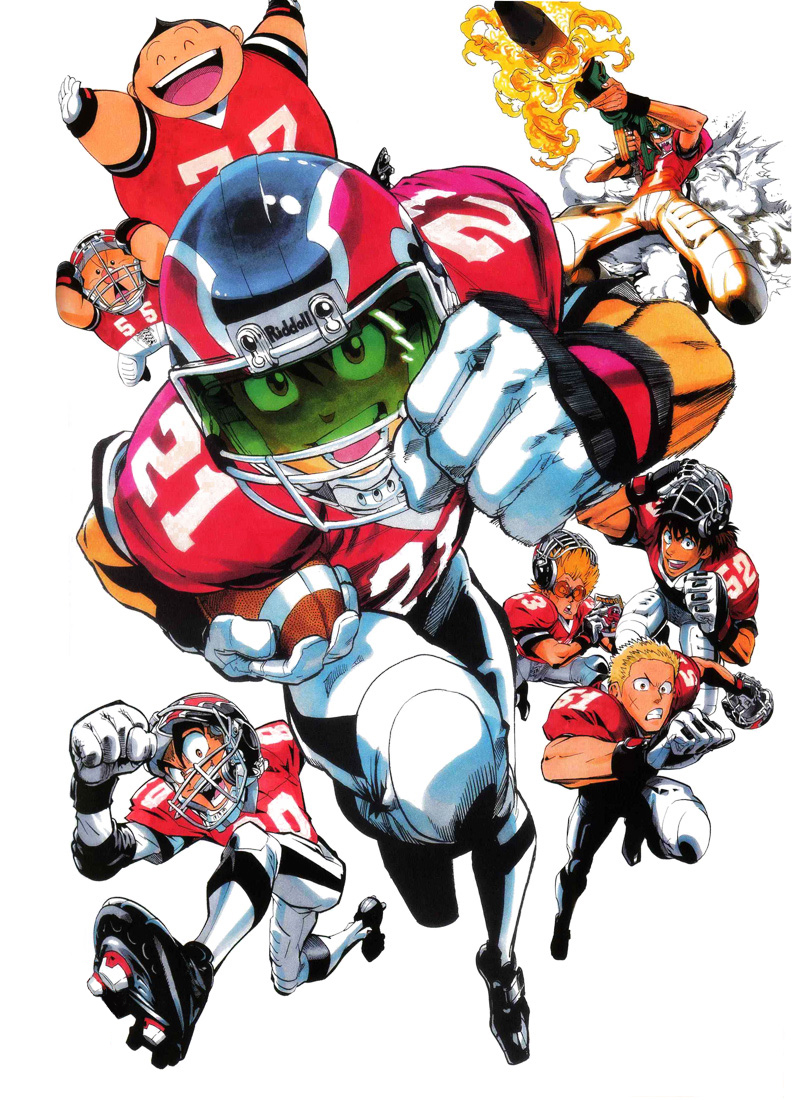 6+boys, bazooka, black_hair, blonde_hair, brown_hair, eyeshield, eyeshield_21, football