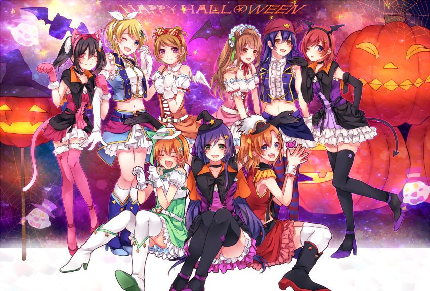 animal_costume, animal_ears, ayase_eli, bent_knees, blonde_hair, cat_costume, cat_tail, costume