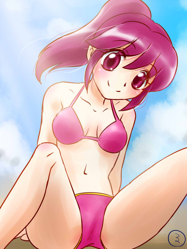 1girl, aino_megumi, bikini, blush, happinesscharge_precure!, long_hair, pink_eyes, pink_hair