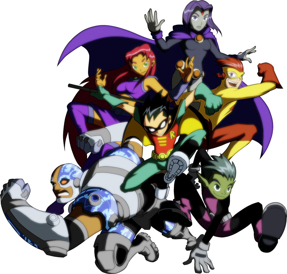2girls, 4boys, alien, bald, beast_boy_(dc), belt, black_eyes, bodysuit
