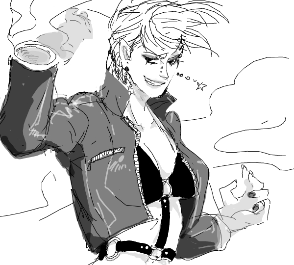 1girl, cyborg, female, franky, genderswap, kuruhito, monochrome, one_piece