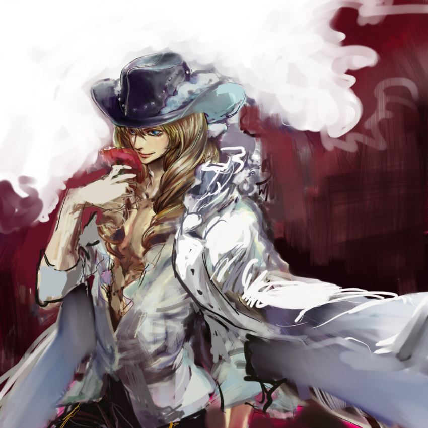 1boy, blonde_hair, cavendish, dressrosa, hat, long_hair, one_piece, puchiri