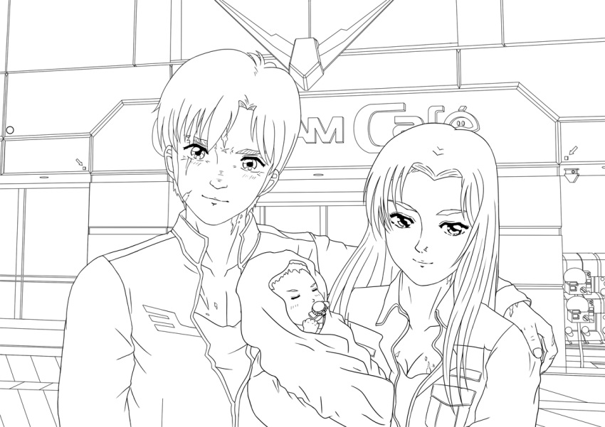 80s, baby, bernard_wiseman, christina_mackenzie, couple, good_end, gundam, gundam_0080