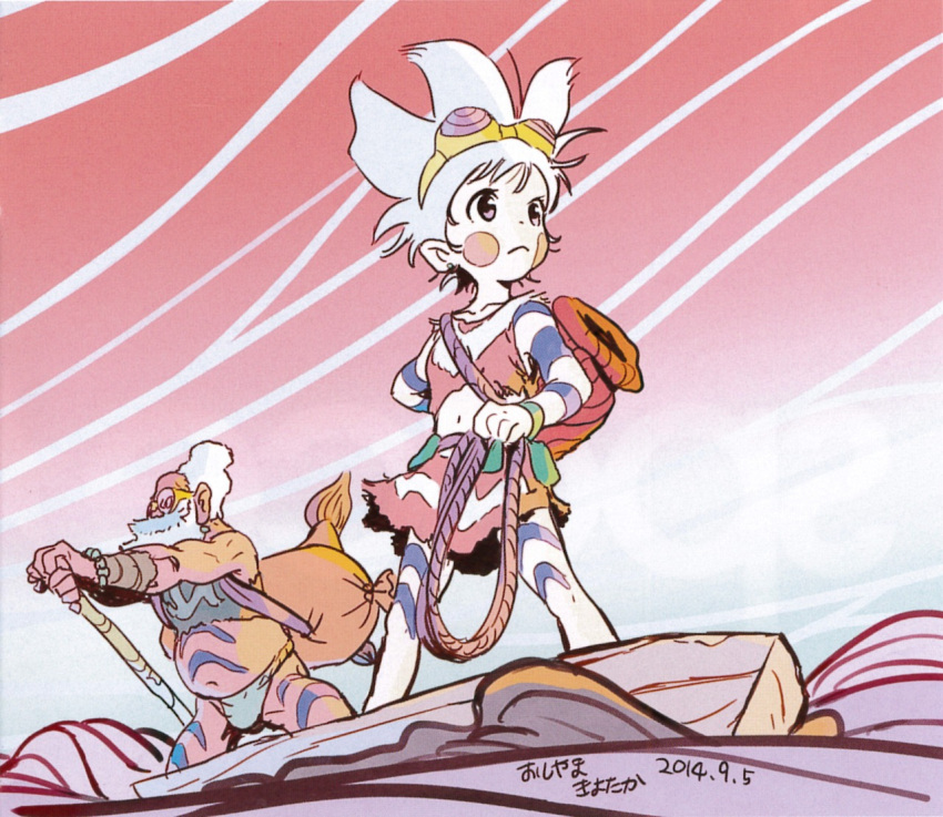 1boy, 1girl, erssime, l'edelise, official_art, oshiyama_kiyotaka, space_dandy