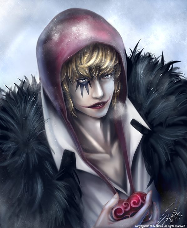 10s, 1boy, 2014, blonde_hair, blue_eyes, dated, donquixote_rocinante, earflap_hat