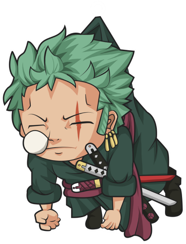 1boy, ari_rayoko, chibi, closed_eyes, green_hair, male_focus, one-eyed, one_piece