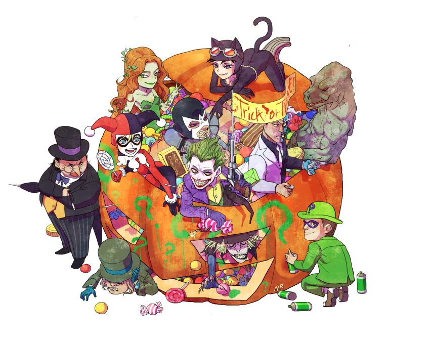 3girls, 6+boys, ?, bane, batman_(series), black_hair, blonde_hair, blue_eyes