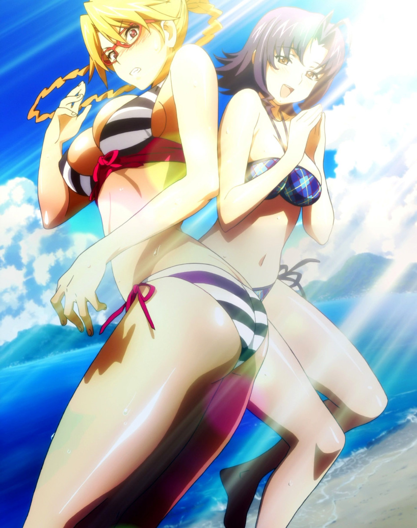 2girls, amado_yuuka, ass, bikini, blush, bra, breasts, butt_crack