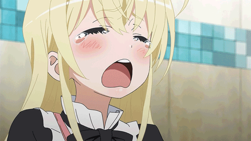 2girls, animated, animated_gif, blonde_hair, brown_eyes, brown_hair, candy, crying