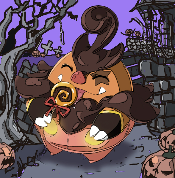 10s, candy, fangs, halloween, hijirino_yuuta, jack-o'-lantern, licking, lollipop