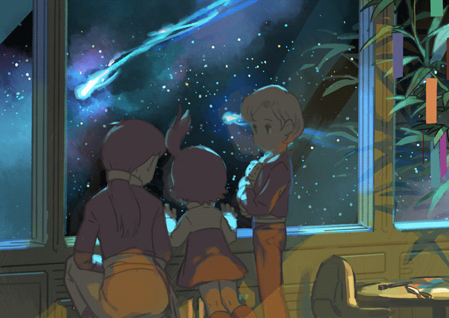 1boy, 2girls, ashura_novak, child, densetsu_kyojin_ideon, fard_malaka, lotta_banda, multiple_girls