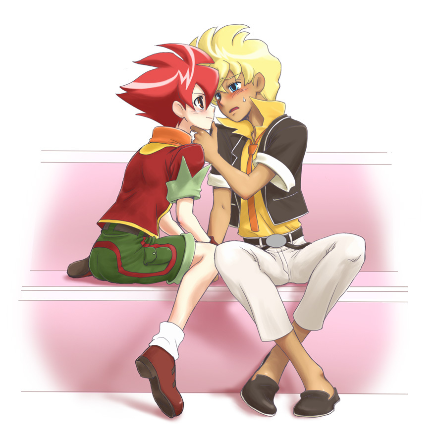 2boys, bashin_dan, battle_spirits, battle_spirits_shonen_gekiha_dan, blush, child, krakki_ray, male_focus, multiple_boys, tepra, yaoi