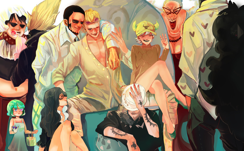 3girls, 6+boys, absurdres, baby_5, basket, birthday, blonde_hair, dellinger