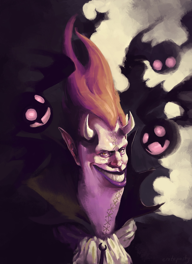 1boy, gecko_moria, horns, lordofthepies, male_focus, one_piece, purple_hair, sharp_teeth