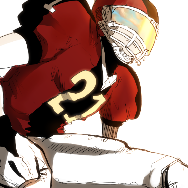 1boy, eyeshield, eyeshield_21, football, football_uniform, gloves, helmet, kobayakawa_sena