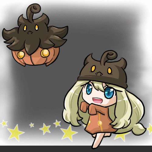10s, 1girl, animated, animated_gif, blonde_hair, blue_eyes, chasing, fangs