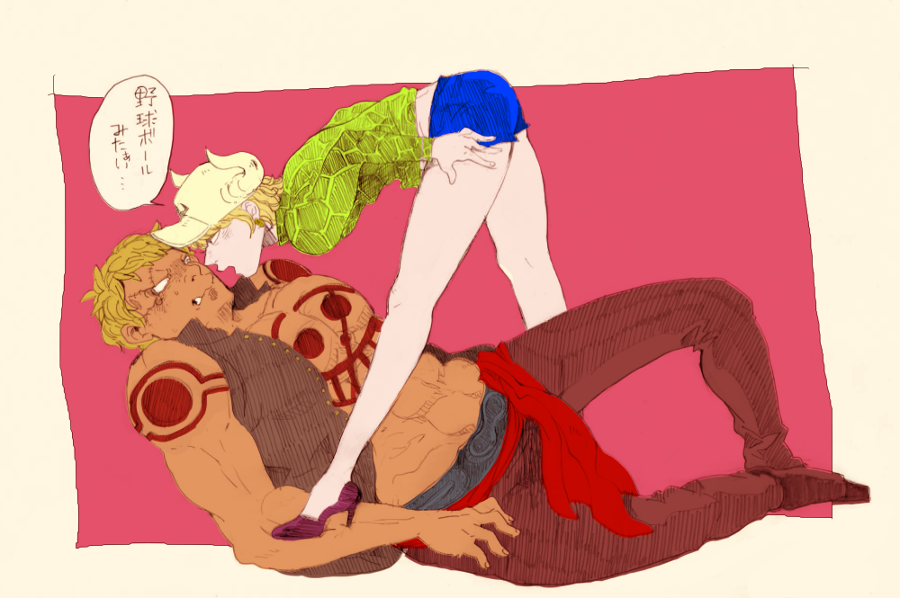 2boys, bellamy, blonde_hair, dellinger, donquixote_pirates, dressrosa, hat, high_heels