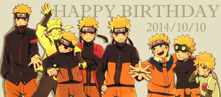 amphibian_eyes, black_sclera, blonde_hair, facial_mark, forehead_protector, goggles, headband, konohagakure_symbol