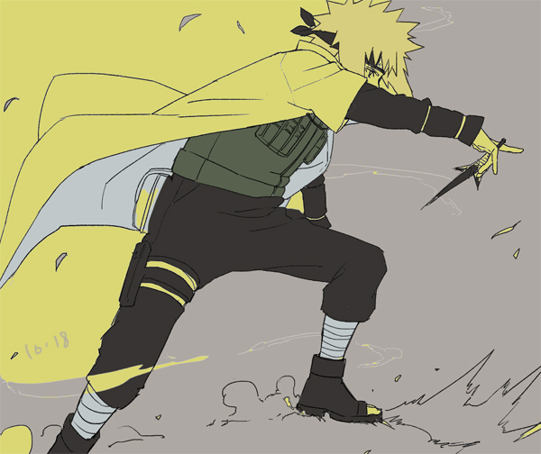 1boy, 8nemui, blonde_hair, male_focus, namikaze_minato, naruto, solo, spiky_hair