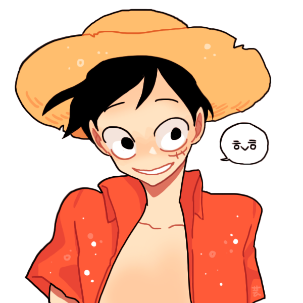1boy, hat, jeremy_(artist), male_focus, monkey_d_luffy, one_piece, open_clothes, open_shirt