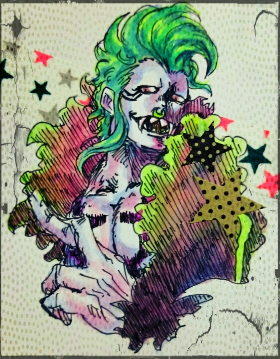 1boy, bartolomeo, dressrosa, facial_mark, fangs, green_hair, male_focus, nose_ring